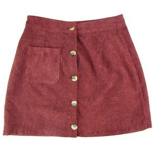 SALE!  Corduroy Buttons Burgundy Short Mini Skirt